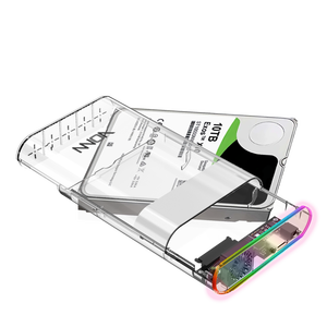 Herramienta libre tipo C 2,5 3,5 pulgadas HDD <span class=keywords><strong>carcasa</strong></span> USB3.0 unidad <span class=keywords><strong>externa</strong></span> caja de <span class=keywords><strong>disco</strong></span> <span class=keywords><strong>duro</strong></span> deslizante transparente RGB ventilador de refrigeración para PC portátil - Product Image 2