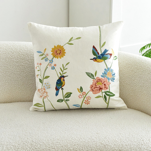 Soft Velvet Throw <strong>Pillow</strong> <strong>Cover</strong> Embroidered Flower <strong>Pillow</strong> Cases With Zipper - Product Image 2