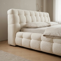 Lit double rembourré en tissu au design moderne, lit de haute qualité, cadre de lit king et queen size, meubles de chambre à coucher élégants