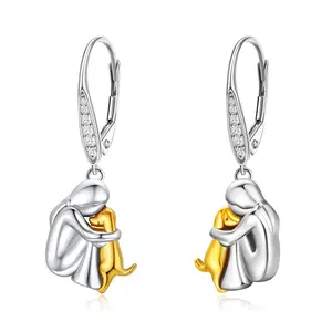 925 Sterling Silver Designer Cute Animal Dog Dangle Drop Earrings For Women Girls Pet Lover