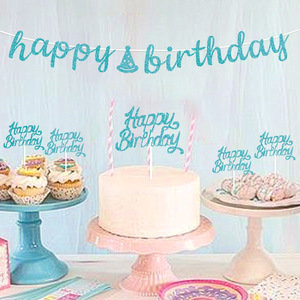Happy Birthday <b>Glitter</b> Banner Paper Arch Decor Birthday Party Decoration Disposable - Product Image 1