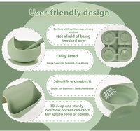 Ensemble de 6 pièces transfrontalières spéciales : Assiettes repas en silicone à ventouse sans BPA, ensemble de bols complémentaires mignons pour bébé et bol à quatre compartiments