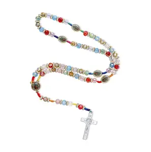 Colar virgem maria, colar com pingente de parede crucifixo, cruz, colar com pingente de madeira de jesus