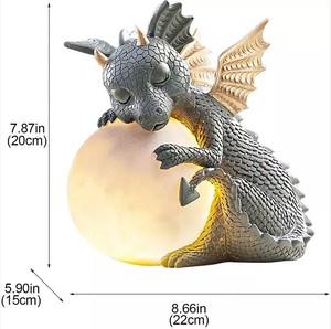 Dinosaure méditant à LED avec lampe solaire, Statues de jardin, Figurines <span class=keywords><strong>Dragon</strong></span> <span class=keywords><strong>dormant</strong></span> en plein air - Product Image 2