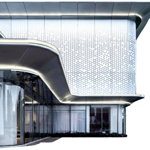 Panel de Pared Cortina de Aluminio Perforado, Revestimiento Exterior Anodizado, Fachada de Edificio Contemporánea, Diseño Personalizado - Product Image 1