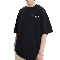 Camiseta extragrande de algodón 280 GSM 100% de alta calidad para hombre, Camiseta de punto en blanco de Color sólido con logotipo personalizado del fabricante