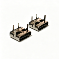 Prise horizontale USB femelle Xinxing TYPE-C2P avec deux pieds fixes, interface de charge DIP en fer/acier inoxydable L6.8
