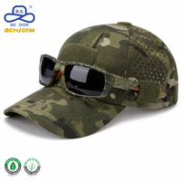 Casquette de sport personnalisée découpée au laser, perforée, respirante et ajustable avec trou pour lunettes, fermeture auto-agrippante, motif camouflage tactique unisexe