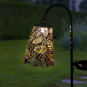 New Arrival LED Solar Metal Lamp Iron Floral Designs Stake Solar Garden Fancy Lights