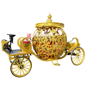Carruaje de Princesa Cenicienta Real, Carruaje de Calabaza Dorado Motorizado, Carruaje de Boda de Calabaza - Product Image 4