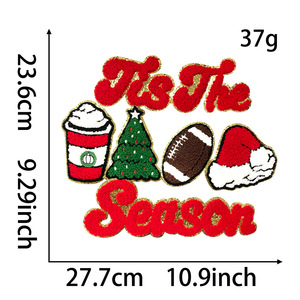 Bsci/iso LOW MOQ 50แผ่นปักเลื่อมเเบบเชนิลลายสำหรับวันหยุดขนาดใหญ่เนื้อผ้านุ่มสบายแผ่นติดแบบออกแบบได้ตามต้องการสำหรับเทศกาลคริสต์มาส - Product Image 2