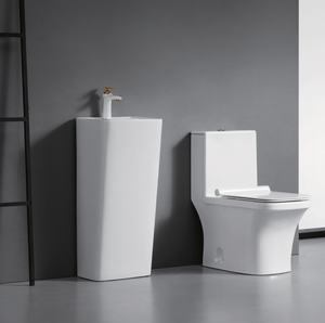 ชุดสุขภัณฑ์ชิ้นเดียวแบบเซรามิกทรงสี่เหลี่ยม พร้อมโถสุขภัณฑ์แบบกดสองปุ่ม ถังเก็บน้ำแบบซ่อน ระบบระบายน้ำแบบ S-Trap - Product Image 5