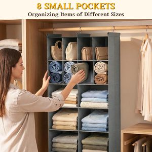 Organizador de Armario Colgante con 14 Compartimentos, 33x15x85cm, Tela No Tejida, Almacenamiento de Ropa, para Dormitorio - Product Image 5