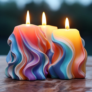 Customizable Silicone Wave Shaped <b>Candle</b> <b>Molds</b> For DIY Scented <b>Candles</b> Plaster <b>Mold</b> Making Kits Transparent White YTDZ003 - Product Image 1