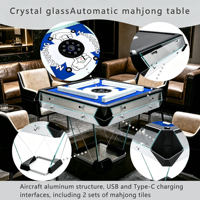 Ensemble de mahjong de luxe, table de mahjong automatique avec mélangeur automatique blanc et tous les accessoires