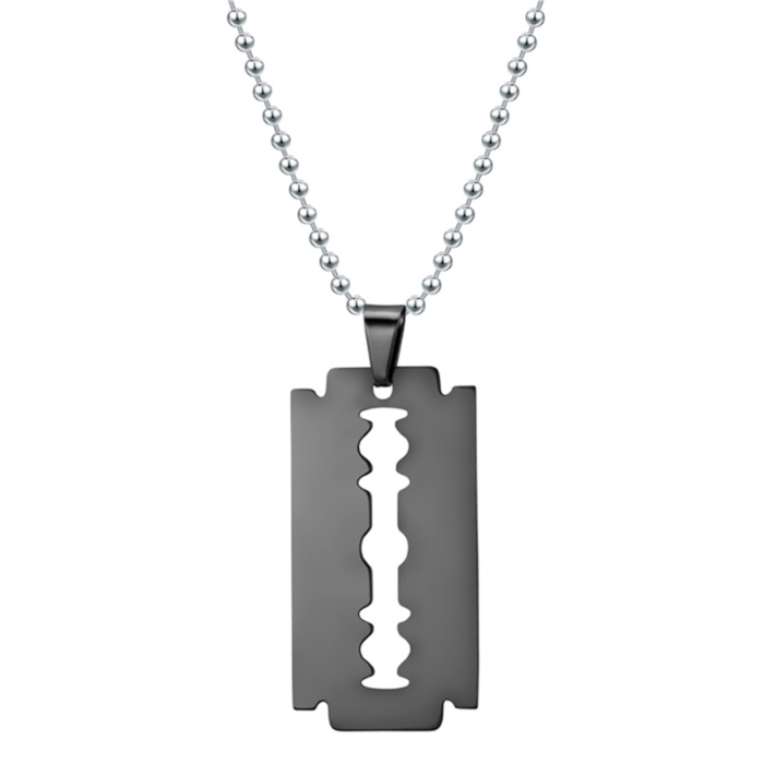 black razor blade pendant