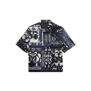 Guangzhou Profound Custom Hawaiian shirt large size digital printing retro Cotton-Poplin Zip-Up Shirt