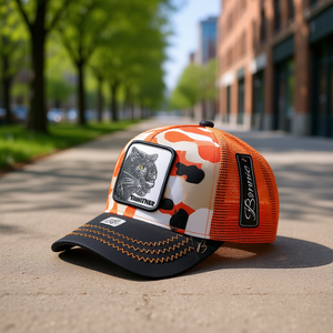 Casquette de camionneur Bonnie 6 panneaux en tissu mesh avec broderie logo panthère unisexe style streetwear décontracté printemps été - Product Image 2