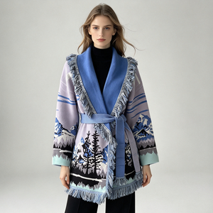 Jxwatcher <span class=keywords><strong>Cardigan</strong></span> in Cashmere Morbido Lavorato a Maglia <span class=keywords><strong>con</strong></span> Collo a Risvolto e Nappine, Personalizzabile, <span class=keywords><strong>con</strong></span> <span class=keywords><strong>Cintura</strong></span>, per Donna - Product Image 6