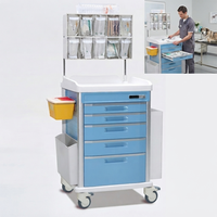 Chariot médical d'urgence mobile, chariot de traitement vétérinaire, chariot roulant d'hôpital avec plusieurs tiroirs
