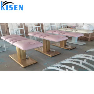 Kisen lujo salón pestañas silla cama negro oro facila mesa de masaje belleza blanco eléctrico facial cama blanca 3 motores para la venta - Product Image 3
