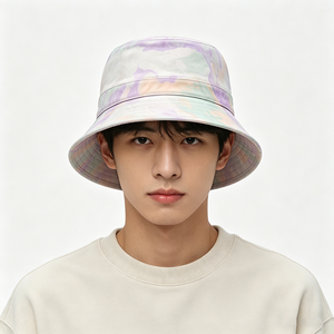 Sombrero de Pescador Reversible Unisex con Estampado de Mármol Pastel, Estilo Tie Dye, para Verano, Ropa Urbana, Pesca y Uso al Aire Libre - Product Image 1