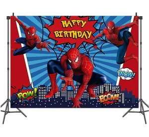 LEMON-fondo rojo de superaraña para fiesta de cumpleaños, decoración de vinilo de 5x3 pies, utillaje de foto para niño