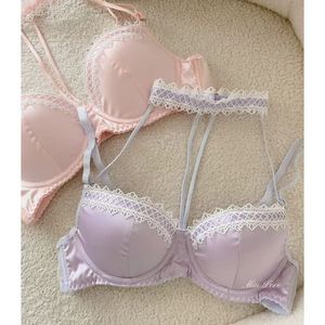 Slip Bikini in Raso Rosa <span class=keywords><strong>di</strong></span> Alta Qualità con Bordo in Pizzo, Traspirante, Sexy, con Reggiseno a Collo Alto e Spalline Regolabili, Vita Bassa - Product Image 2