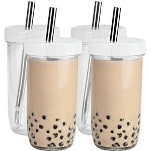 Taza de té Boba de vidrio reutilizable, respetuosa con el medio ambiente, con pajita de acero inoxidable de ONG Cha Chatime <span class=keywords><strong>CoCo</strong></span>, 500ml, 700ml y 650ml - Product Image 1