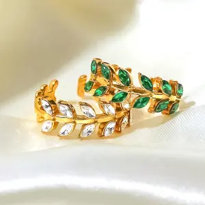 Milskye 2024 custom fine fashion bellissimo anello in oro 18k placcato 925 argento sterling con foglia di zircone