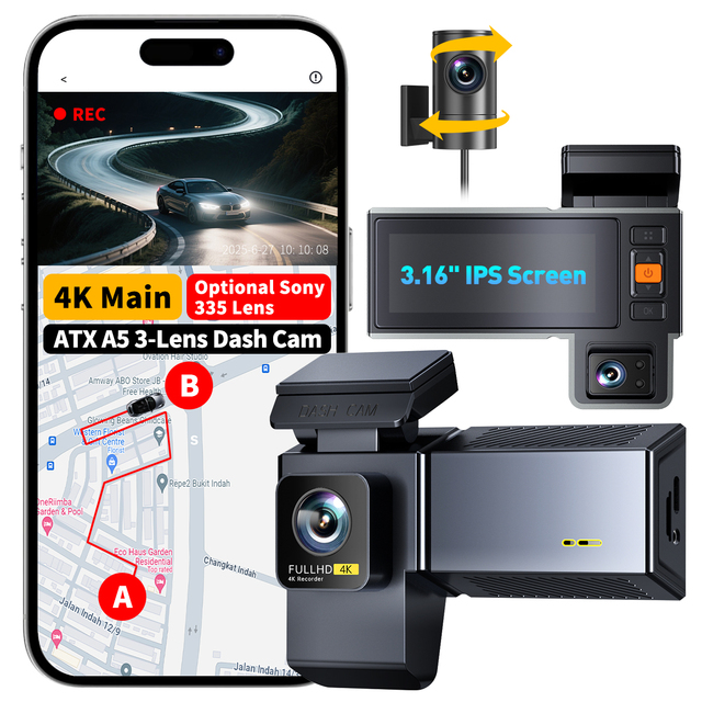 3 Camera Car Dash Cam 4K Wifi GPS 4G Dashcam Monitoring Driving Video Recording Vehicle Security Dashcam With GPS Tracker