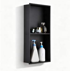 <span class=keywords><strong>Niche</strong></span> <span class=keywords><strong>de</strong></span> douche double en acier inoxydable robuste 12''x24'' à encastrer, finition or brossé, sans carrelage nécessaire - Product Image 5