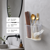 Support mural méticuleux en plastique de qualité alimentaire pour baguettes, avec drain, pour cuisine et maison