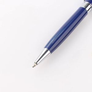 Bolígrafo de Metal Azul de Diseño de Lujo con Logotipo Personalizado Impreso, Detalles en Cromo Plateado - Product Image 2