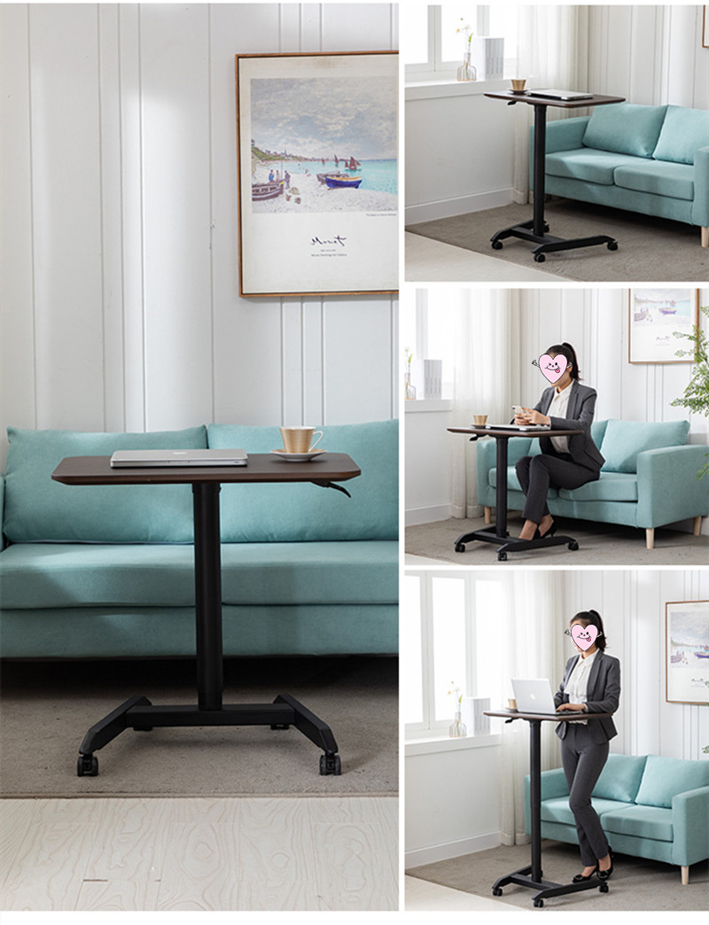 Pneumatic Desk Height Adjustable Laptop Table with Wheels Mobile Standing Desk