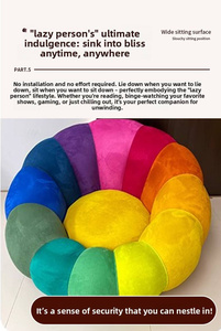Round Velvet <b>Sofa</b> Chair Rainbow Color Cushion Back Armless Contemporary Living Room One Seat Upholstered <b>Sofa</b> <b>Bed</b> - Product Image 5