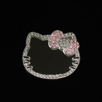 Nouvelle coque de téléphone en alliage motif chat de dessin animé avec miroir, accessoires de décoration DIY ornés de diamants, nœuds et décorations