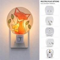 Lampe murale décorative peinte à la main, motif famille de renards de dessin animé, nouveauté 2026, veilleuse à brancher pour chambre d'enfant