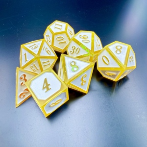Handmade Resin <b>Dice</b> <b>Set</b> Italic Numbered Polyhedral <b>Dice</b> Classic Metal Style RPG <b>Dice</b> <b>Set</b> for Dungeons and Dragons Tabletop Games - Product Image 5