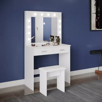 Meubles de chambre multifonctionnels Miroir de couleur blanche avec ampoules Coiffeuse avec tabouret