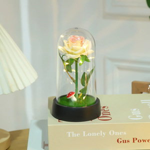Ornement en verre en forme d'ange fait à la main, roses séchées, plantes préservées à LED, <span class=keywords><strong>fleur</strong></span> éternelle, Saint-Valentin, fête des mères, écologique - Product Image 6