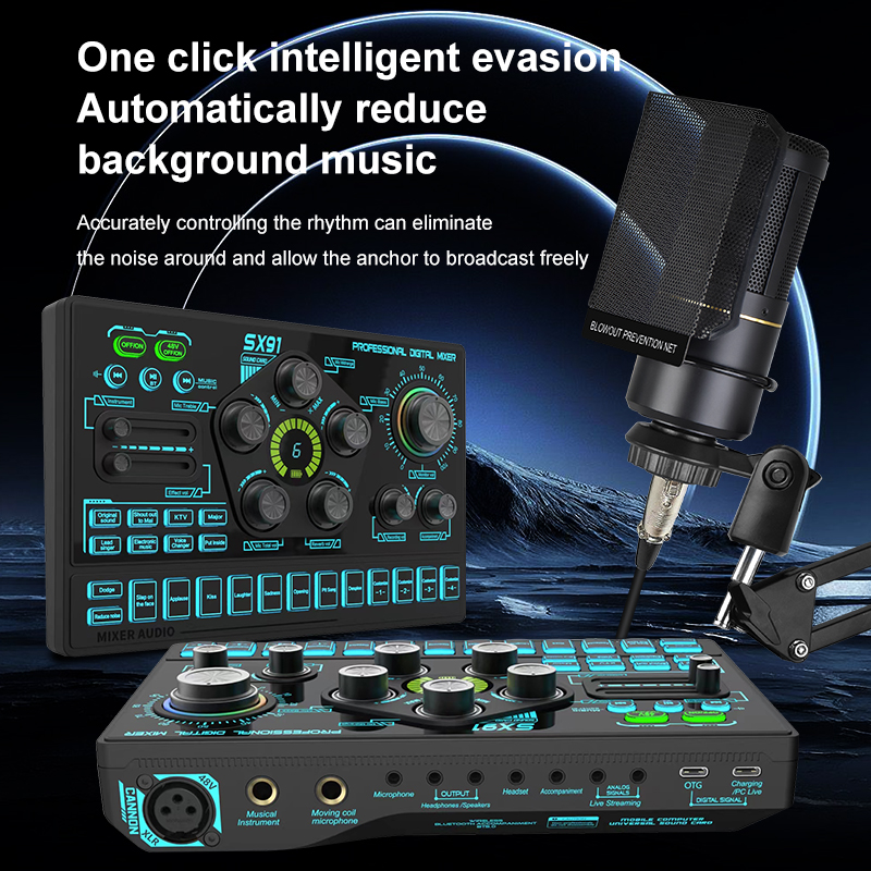 SX91 Sound Card & ZX320 Microphone - Professional Podcast Gear