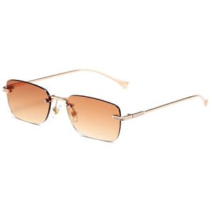 Custom Logo 2025 Fashion Unisex Small <b>Square</b> <b>Sunglasses</b> UV400 Anti-Radiation Comfortable Alloy Legs Rimless for <b>Men</b> and Women - Product Image 4
