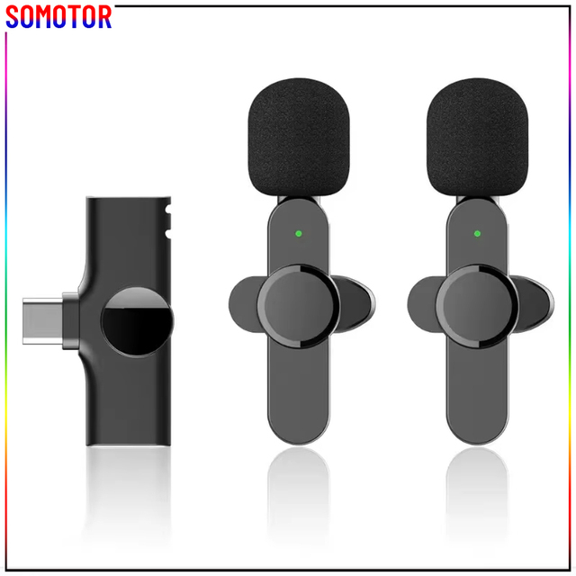 Wireless Lavalier Microphone Lapel Clip on Microphone Mic for Mobile Phone Vlog Live Stream Audio Live Vloggers Video Recording