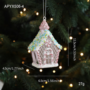 Lot de pendentifs de Noël en forme de nourriture 3D <span class=keywords><strong>rose</strong></span> scintillant : Donut, Popcorn, Maison, <span class=keywords><strong>Sac</strong></span> – Ornements en plastique pour décorations de fenêtre et de maison à Noël - Product Image 4