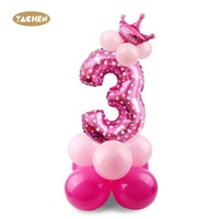 Ensemble de ballons YACHEN bleu rose 32 pouces chiffres debout avec couronne décoration de fête d'anniversaire de bébé ballons globos