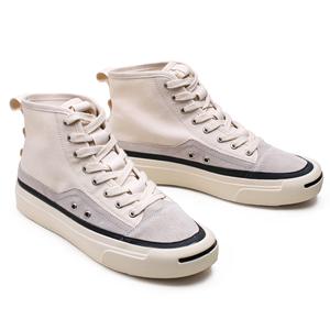 รองเท้าผ้าใบผู้ชายทรงสูงแบบสวม สไตล์เรโทร น้ำหนักเบา ระบายอากาศได้ดี กันลื่น ทนทาน แฟชั่นทันสมัย เหมาะสำหรับใส่เดินเล่นลำลอง - Product Image 1