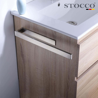 STOCCO Porte-serviettes mural carré en tube noir mat, acier inoxydable 304, 40 cm, pour salle de bain d'hôtel