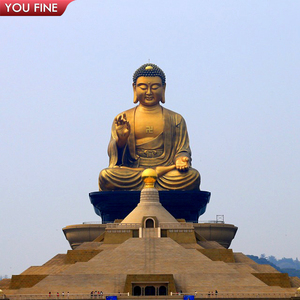 YOUFINE - Estatua de Buda Grande de Bronce Dorado Sentado en Meditación, Escultura para <span class=keywords><strong>Templo</strong></span> y Santuario - Product Image 5