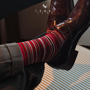 Calcetines de Vestir para Hombre de Lujo, de Algodón Egipcio/Nailon, Antibacterianos, Transpirables, con Rayas Finas y Refinadas para Trajes de Negocios - Product Image 4